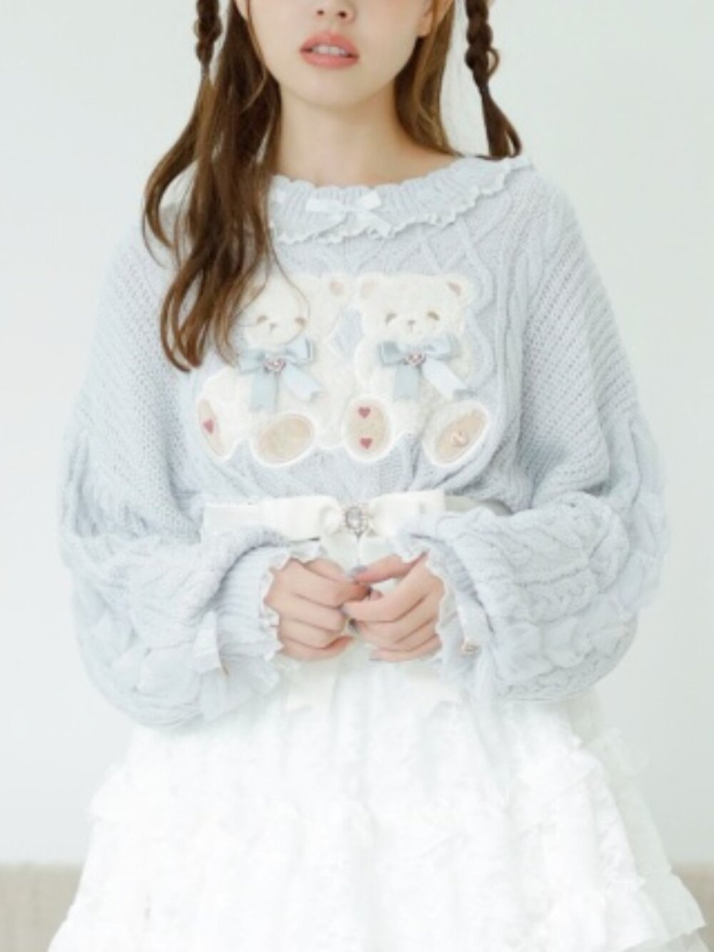 Liz Lisa -  Twin Bears Knit Top - Baby Blue - NWT - Kawaii Lolita Coquette